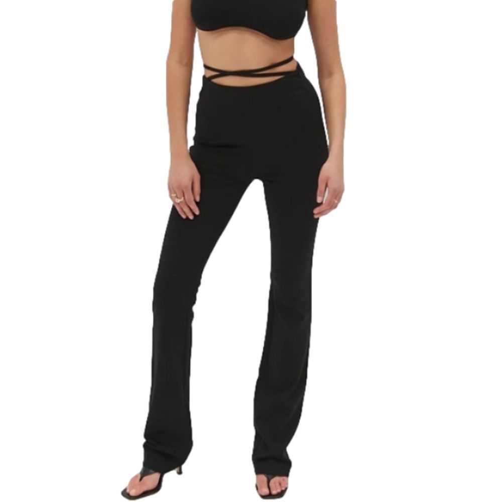 NWT STYLE ADDICT BLACK WAIST TIE FLARE PANTS (LONG)